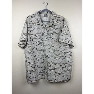 Great Northwest Fishing Shirt XXL Button Up Fish Print Vented Short Sleeve